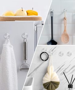 Alternative view of Hangerspace Suction Cup Hooks. 1.77 Inches Clear PVC Suction Cups with Metal Hooks Removable Small Suction Cups for Shower Bathroom Kitchen Wall Window Glass Door 12 Pack