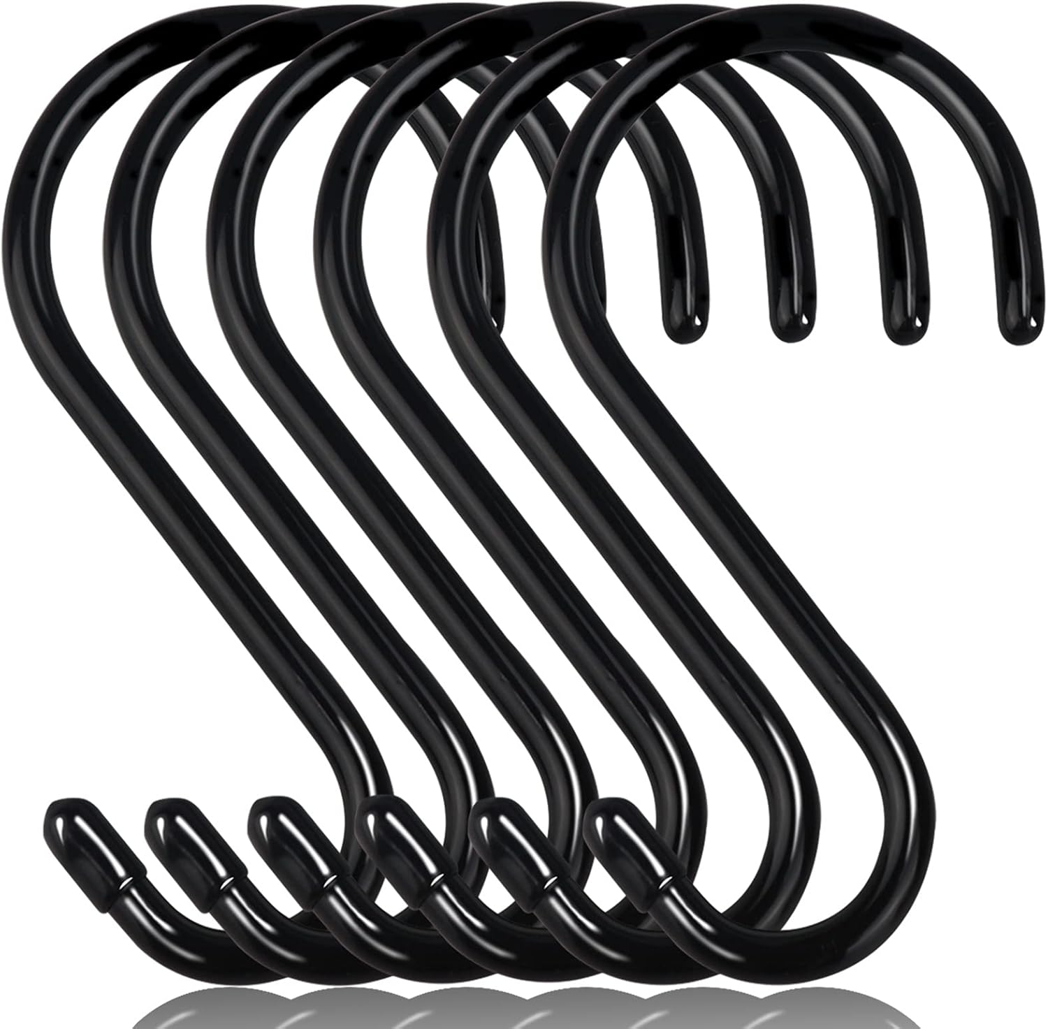 DINGEE 6 Inch Heavy Duty S Hooks. Large S Hook for Hanging Plants. Vinyl Coated S Hook 6 Pack Sturdy Non Slip Black S Hooks for Hanging Closet.Bird Feeders.Kitchen.Large Object.Garden Tools