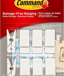 Command Spring Clips. Plastic. Quartz. (17089Q-8ES). Great for Dorm Décor. 8