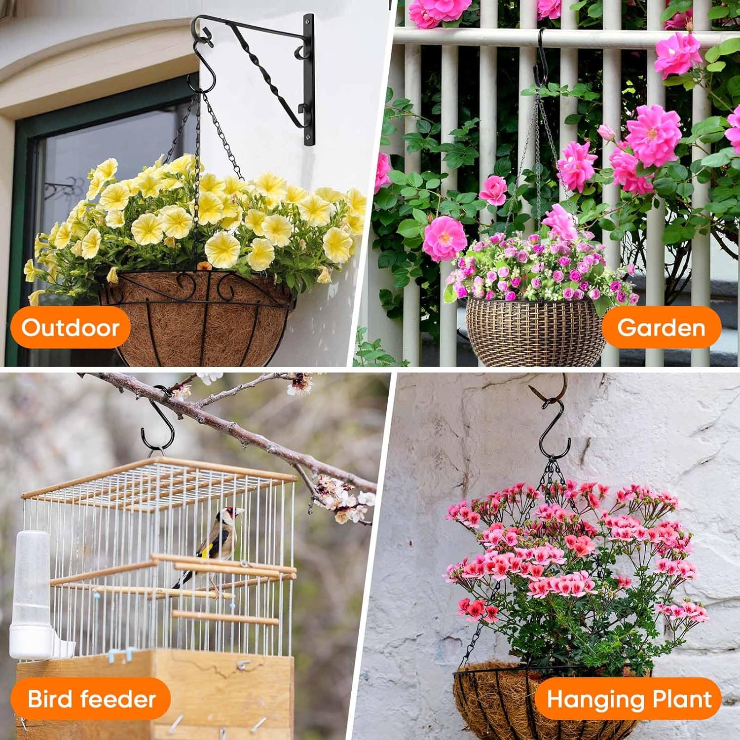 DINGEE 6 Inch Heavy Duty S Hooks. Large S Hook for Hanging Plants. Vinyl Coated S Hook 6 Pack Sturdy Non Slip Black S Hooks for Hanging Closet.Bird Feeders.Kitchen.Large Object.Garden Tools - Image 5